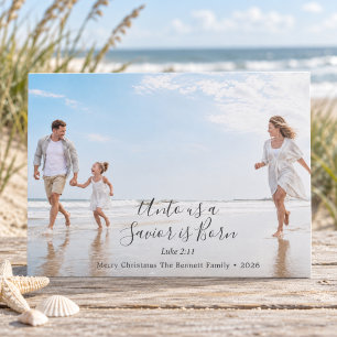 Christian Christmas Photo Luke 2:11 Saviour Is Bor Holiday Card