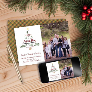 Christian Christmas Photo Typography Plaid Holiday Card