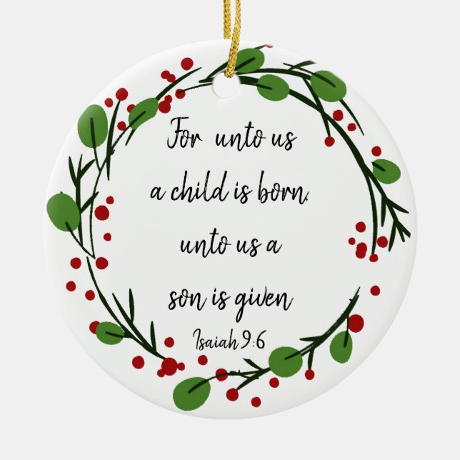 Christian Christmas Scripture Inspiratio Scripture Ceramic Tree Decoration (Front)