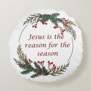 Christian Christmas Scripture  Round Cushion