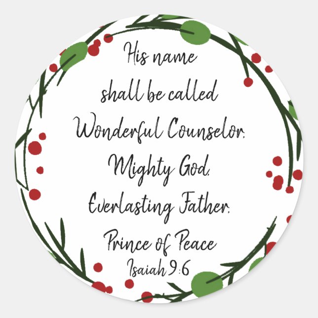 Christian Christmas Scripture Sticker Scripture (Front)
