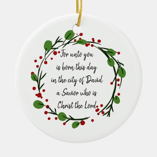 Christian Christmas Scripture Sticker Scripture Ceramic Tree Decoration (Front)