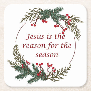 Christian Christmas Scripture Sticker Scripture Square Paper Coaster