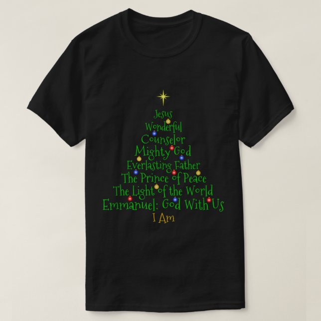 Christian Christmas Shirts Bible Names of Jesus Tr (Design Front)