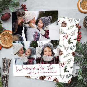 Christian Christmas Three Photo Family Holiday Card