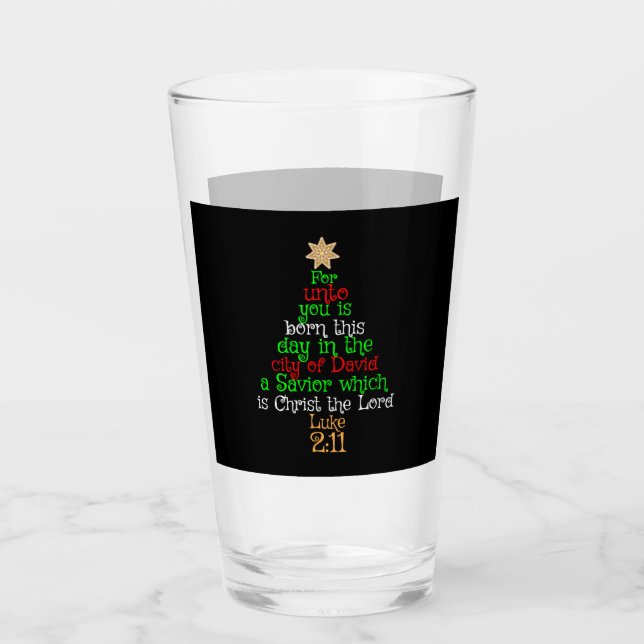 Christian Christmas Tree Shirts Glass (Front)