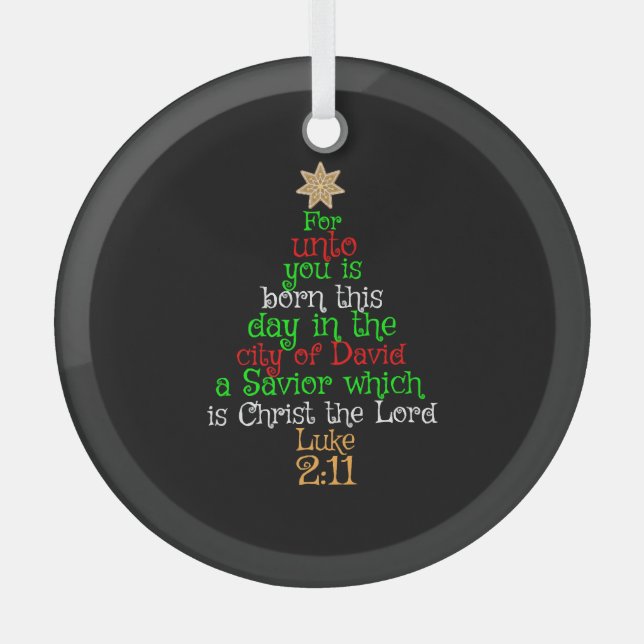Christian Christmas Tree Shirts Glass Tree Decoration (Front)