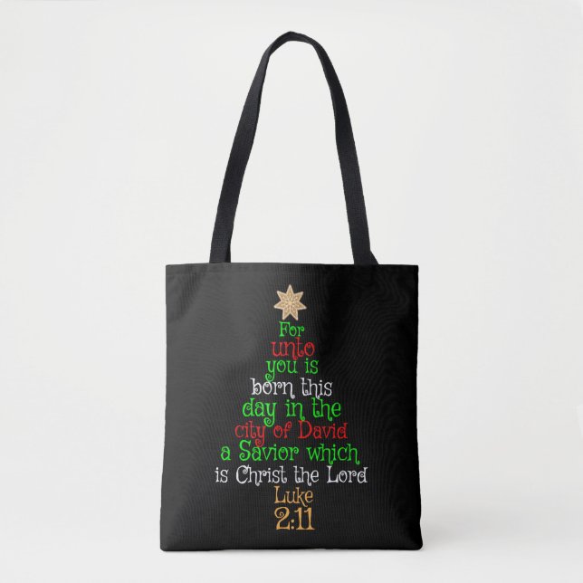 Christian Christmas Tree Shirts Tote Bag (Front)
