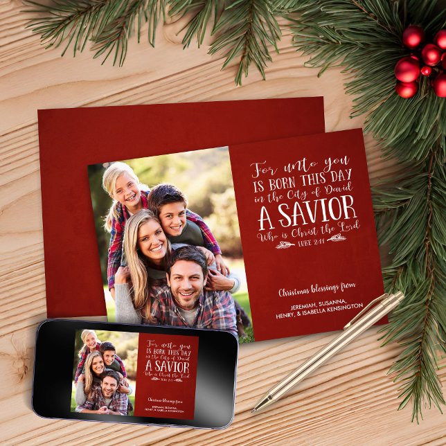 Christian Christmas Verse Typography Holiday Photo Card (Christian Christmas Verse Typography Holiday Photo Christmas Card)