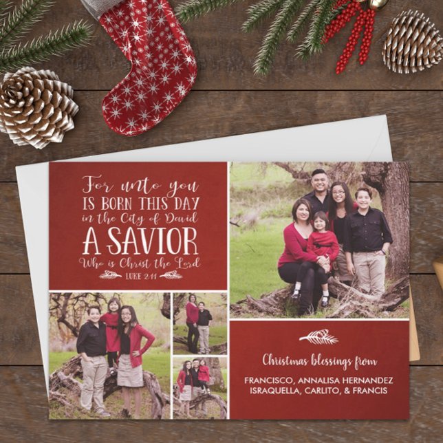Christian Christmas Verse Typography Holiday Photo Card (Creator Uploaded)
