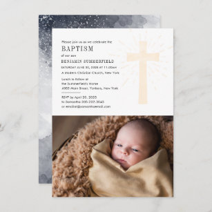 Christian Church Baptism Baby Photo Religious Invi Invitation