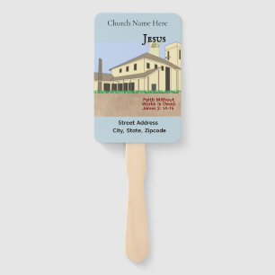 Christian Church Building & Scripture Church  Hand Fan