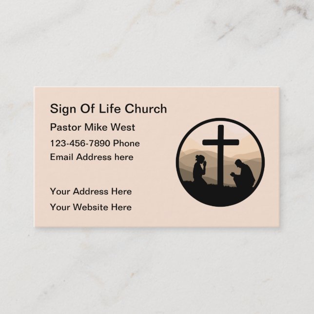 Christian Church Pastor Business Cards (Front)