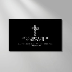 Christian Church Pastor Contemporary Cross Black Business Card
