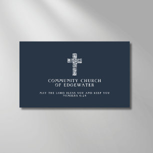 Christian Church Pastor Contemporary Cross Navy Business Card