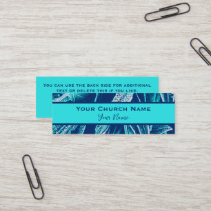 Christian Church Pastor Modern Turquoise Nature  Mini Business Card