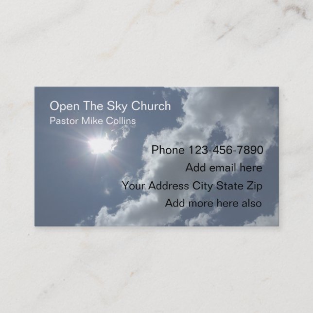 Christian Church Pastor Sky Sun Business Card (Front)