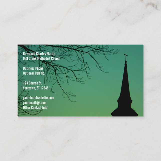Christian Church Steeple Minister Business Card (Front)
