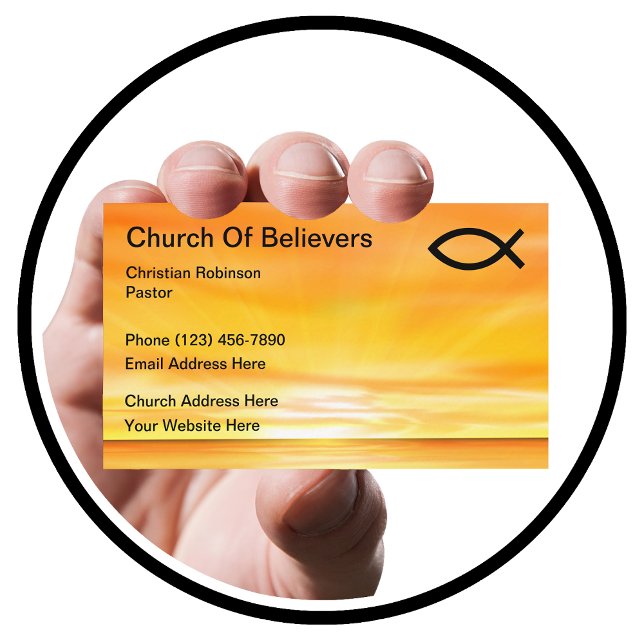 Christian Church Sunset Ichthys Business Card (Creator Uploaded)