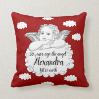 Christian Cloud Angel Happy 50th Birthday Red