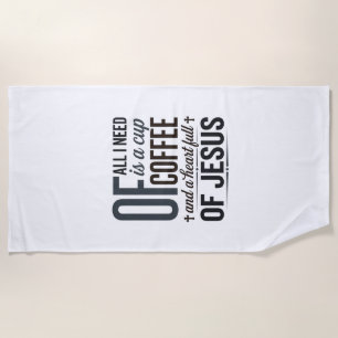Christian Coffee Jesus Quote Vintage Shirt Design_ Beach Towel