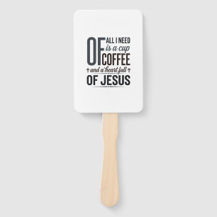 Christian Coffee Jesus Quote Vintage Shirt Design_ Hand Fan