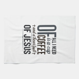Christian Coffee Jesus Quote Vintage Shirt Design_ Tea Towel