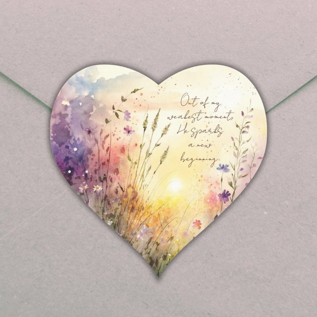 Christian Colourful Wildflowers Watercolor Verse Heart Sticker (Creator Uploaded)
