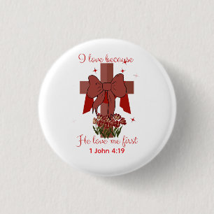 Christian Coquette cross Bible verse Valentines  3 Cm Round Badge