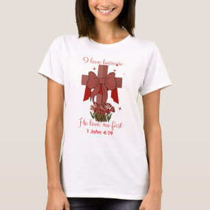 Christian Coquette cross Bible verse Valentines  T-Shirt
