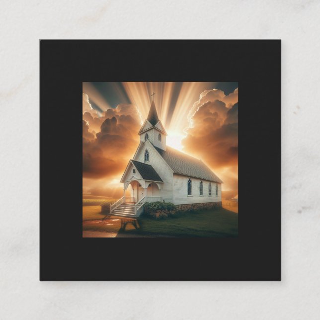 Christian Country Church Square Business Card (Front)