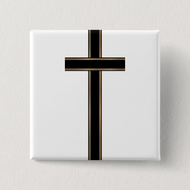 Christian cross 15 cm square badge (Front)