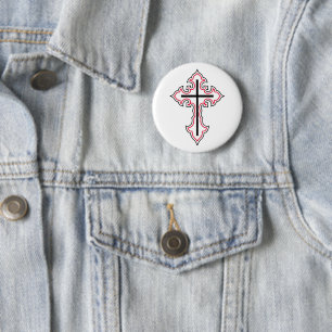 Christian cross 6 cm round badge