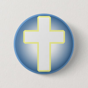 Christian Cross 6 Cm Round Badge