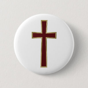 Christian cross 6 cm round badge