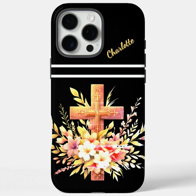 Christian Cross Adorned with Vibrant Spring Blooms Case-Mate iPhone Case (Back)