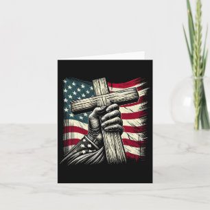 Christian Cross And Usa Flag 4th Of July Jesus Card