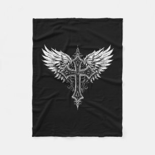 Christian Cross Angel Religious Fleece Blanket