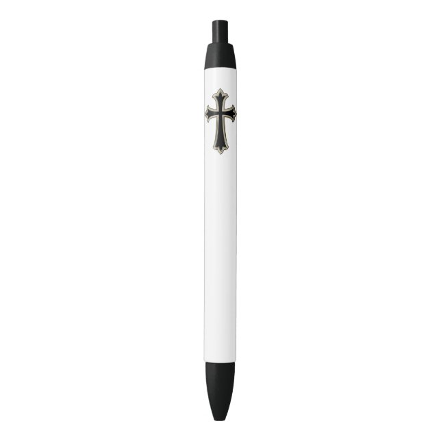 Christian cross black ink pen (Front Vertical)