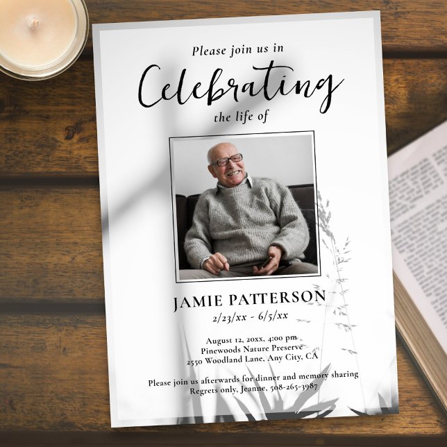 Christian Cross Celebration of Life Photo Funeral Invitation (Creator Uploaded)