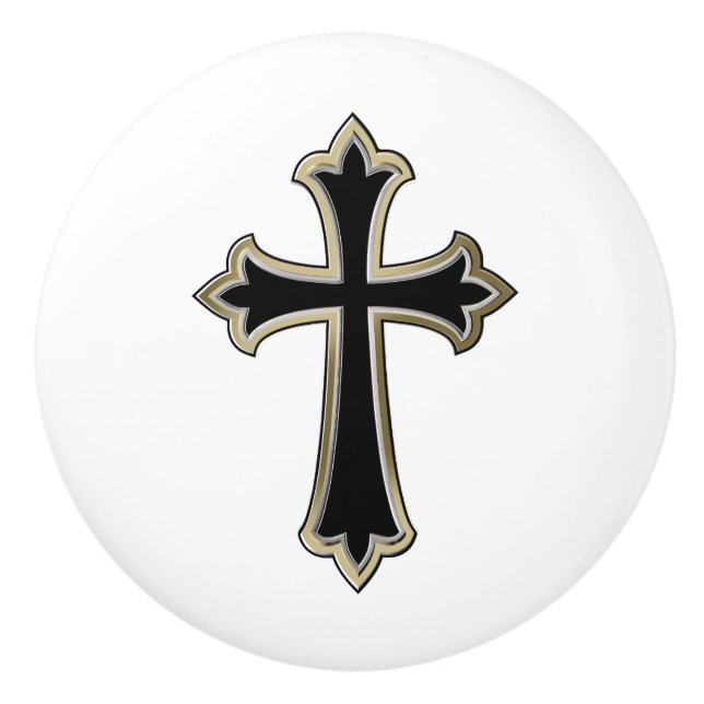 Christian cross ceramic knob (Front)