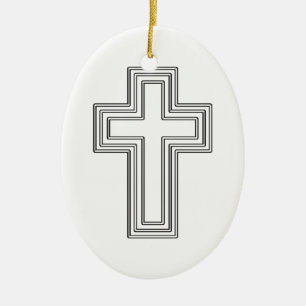 Christian Cross Ceramic Tree Decoration