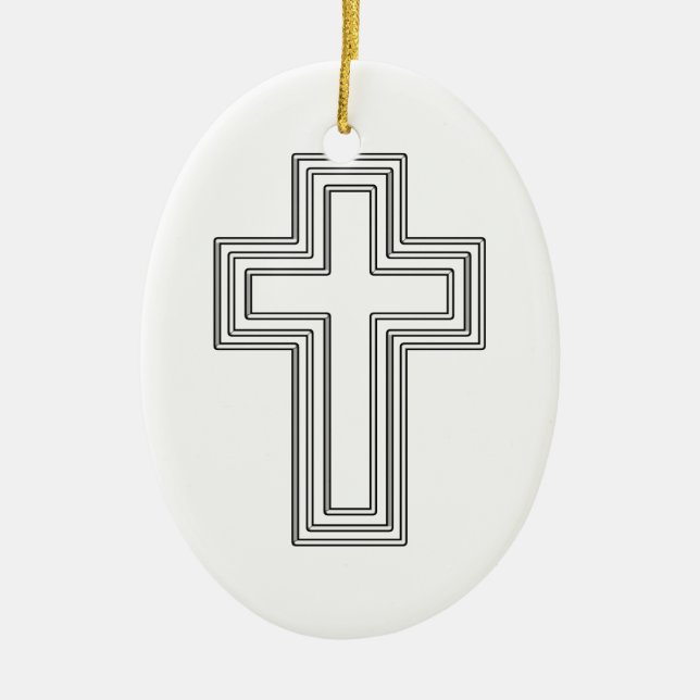 Christian Cross Ceramic Tree Decoration (Front)