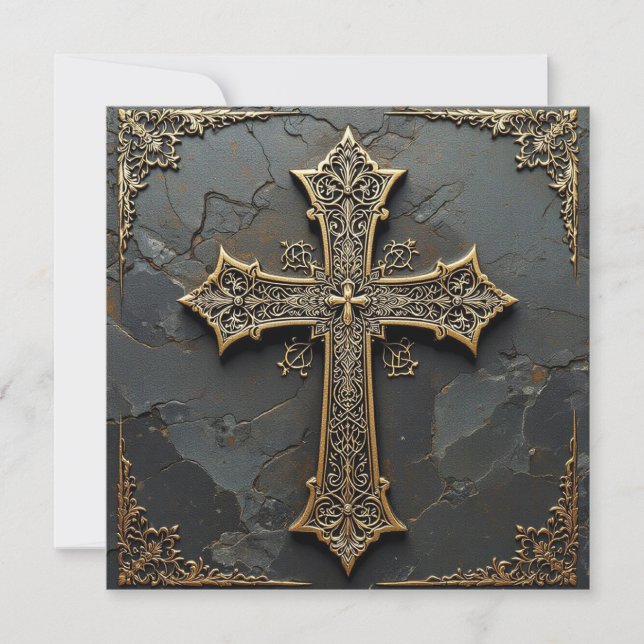 Christian Cross Christ Black Marble Card (Front)