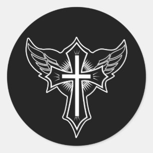 Christian cross classic round sticker