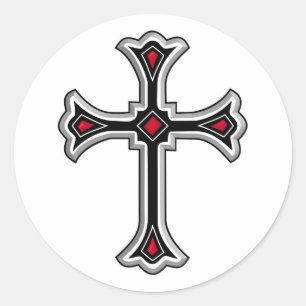 Christian cross classic round sticker