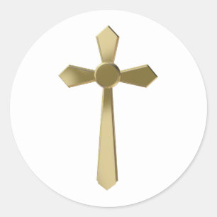 Christian cross classic round sticker