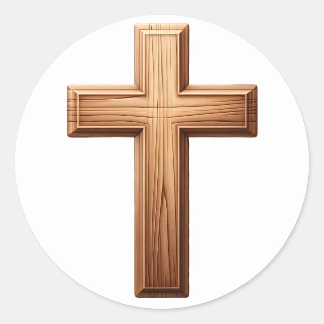 Christian Cross Classic Round Sticker (Front)
