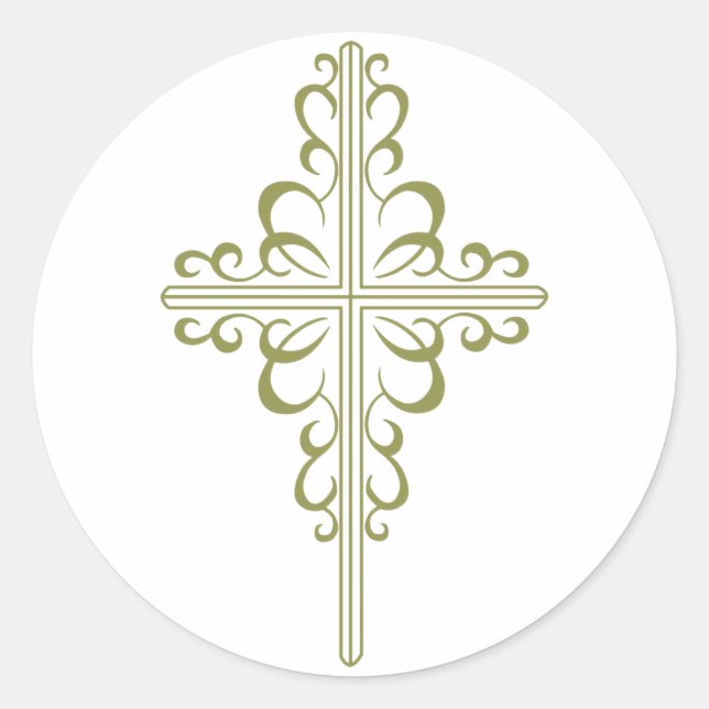 Christian Cross Classic Round Sticker (Front)