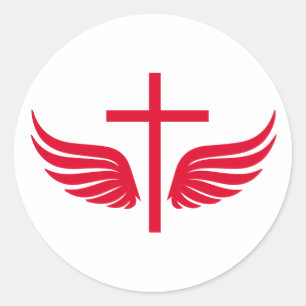 Christian cross classic round sticker